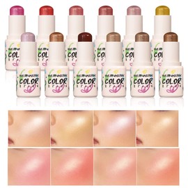 Langmanni Romantic Highlights Blush Eye Shadow Multifunctional Makeup Stick 8 Colors 4g - 07#Confetti