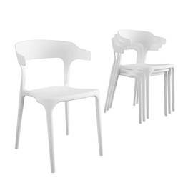 Novogratz Poolside Collection, Felix Stacking Dining Chairs, Indoor/Outdoor, 4-Pack, White