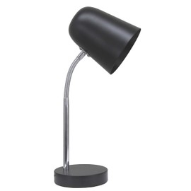 Simple Designs LD1075-BLK 15.28" Sleek Essentials Minimalist Metal Desk Task Lamp, for Office, Desk, Nightstand, Dorm, Black