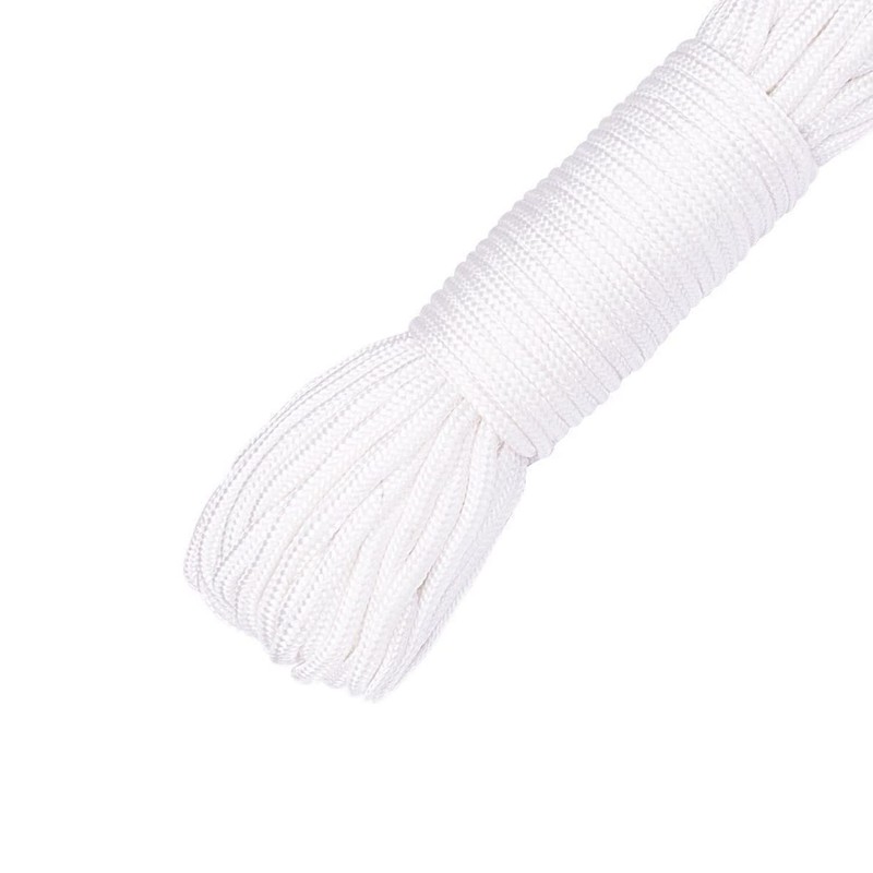WedDecor 2mm White Nylon Braided Cord, 50 Meters - Ideal