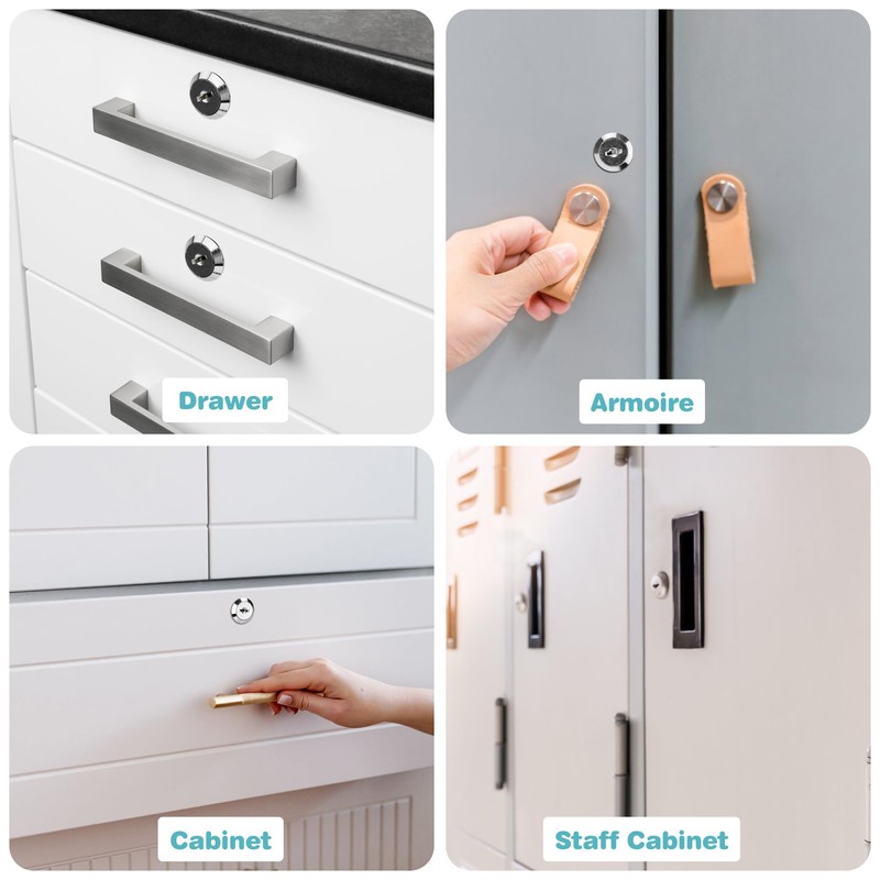 Spesh 4 Sets Cabinet Cylinder Locks - Each Includes Unique