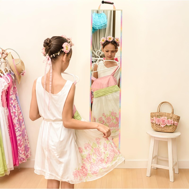 MEPIG Foldable Acrylic Full Length Mirror with Handle, Colorful, Four-Fold