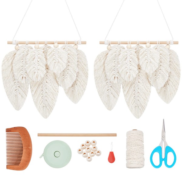 FREEBLOSS 2 Set Macrame Feather DIY Craft Kit 100M Macrame