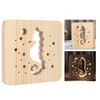 Wooden 3D LED Light Hollow Seahorse Pattern USB Power Supply