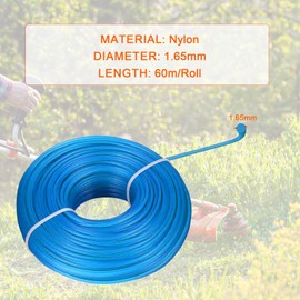 2 Pcs Grass Strimmer String Line, 60m x 1.65mm Strimmer Cord, Nylon Strimmer Line Wire Cord, Heavy Duty Strimmer Wire for Grass Trimmers Electric Garden Strimmer Replacement Line(60m x 2 Pcs)