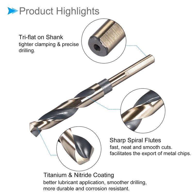CoCud Reducing Shank Twist Drill Bit 16mm Cutting Edge Titanium