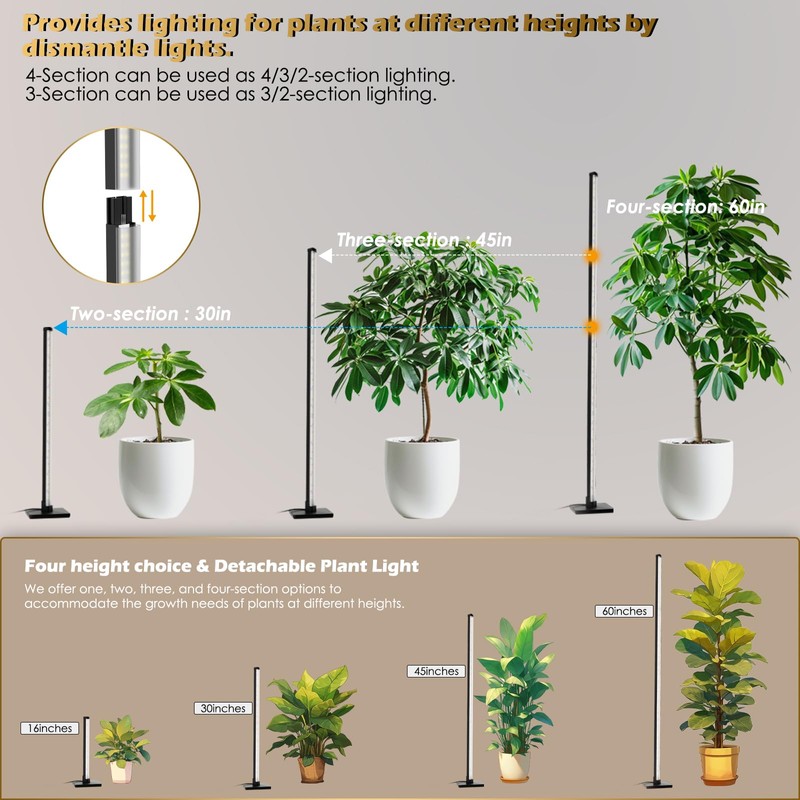 Grow Light with Auto-Timer, Hanging and Standing Grow Lights for