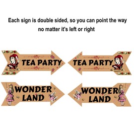 Alice in Wonderland Party Decor Vintage Style Arrow Signs Mad Hatters Tea Party Props 8 PCS Double Sided