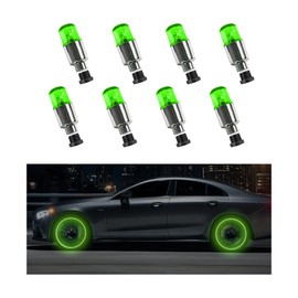 Dickno 8PCS LED Tire Valve Stem Cap Lights, Neon Spoke Flash Light Bulb Tire Valve Lights, Waterproof Car Tire Valve Lights, Cool Neon Spoke Flashing LED Light, Car Motorcycle Accessories (Green)