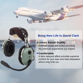 Earrock Replacement Earpads for David Clark H10 Series & Compatible Aviation Headsets - Gel Ear Seals with TPU Leather & Memory Foam - Black