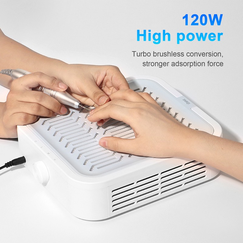 120W Turbo Brushless Nail Vacuum Cleaner Electric Nail Dust Collector