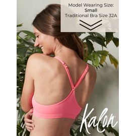 Kalon - Brasier deportivo con espalda cruzada para mujer, 4 unidades, sin costuras, sin costuras, Neón., S
