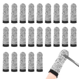M METERXITY 24-Pack Finger Cots Cut Resistant, Reusable Finger Sleeve Protectors for Sculpture/Kitchen/Garden, HPPE Fiber Thumb Finger Guards Covers [2.8", Grey Black]