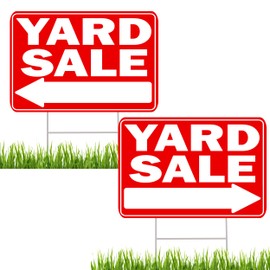 3PC Yard Sale Yard Sign Double Sided With Stake Large 17 Inch By 13 Inch With Arrows Arrow