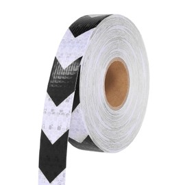 MECCANIXITY Reflective Tape, 1 Inch x 82 ft Self-Adhesive Trailer Reflector Tape Waterproof Warning Safety Sticker Night Reflectors Arrow Tape for Bikes, Black-White