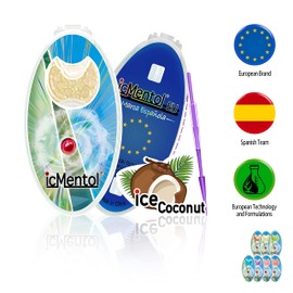 icMentol - 10 Flavours, 3 Pack Sizes Available, 3.2 mm Large Capsules, 100 Capsules Menthol Balls, Aroma Capsule, Aroma Balls, DIY Click Balls (Ice Coconut, Ice Coconut)