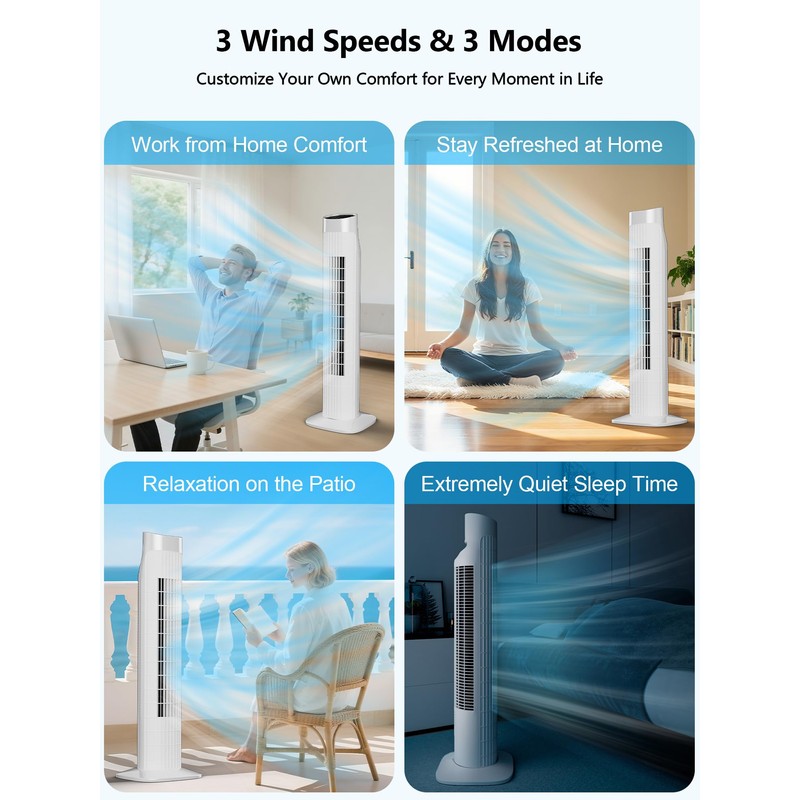 Uthfy 31" Electric Tower Fan That Blow Cold Air, Quiet