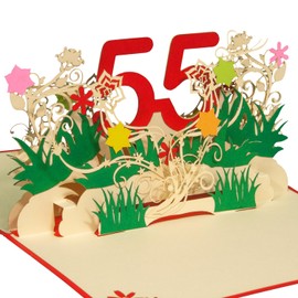 LINPOPUP®, Pop-Up Karte Geburtstag 55, Geburtstagskarte, Pop Up Grußkarten, 3D Karte Grußkarte, Geburtstagskarten mit Umschlag für Frauen Mädchen Männer Freunde Geschenk-Karte, 55, N325
