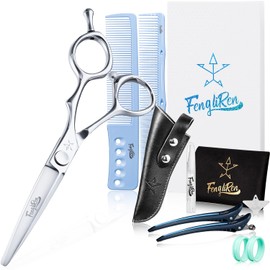 Fengliren High-end Professional Extremely Very Sharp Barber Hair Cutting Scissors Hairdresser Shears For Hair 5.5 Inch Haircut Scissor Made Of Stainless Steel For Hairdressing Salon and Home Use