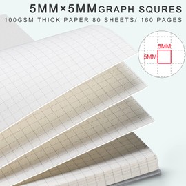 AHGXG Graph Paper Notebook 3 Pack - A5 Grid Spiral Notebook, 100gsm Thick Graph Paper, Transparent Hardcover, for Women School Artist Writing Drawing, 80 Sheets, 5.7"x 8.3", Yellow, Green, Pink