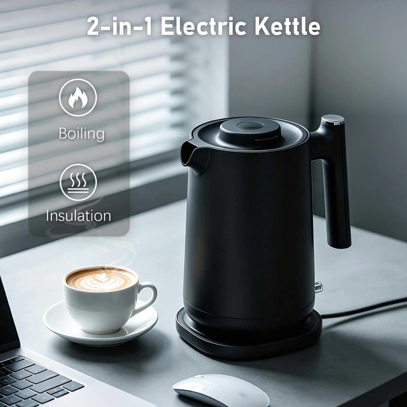HoJang Small Electric Kettle 0.8L, 800W 6H Physical Insulation, Airtight