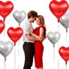 20pcs Valentines Balloons Red Silver Heart Balloons, 18 Inch Red