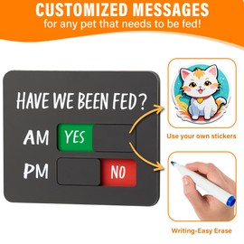 Dog Feeding Reminder Sign with Magnet, Pet Feeding Tracker with Have We Been Fed, Acrylic Slider Sign for Fridge, AM PM Feed Sign with Yes No Option with 2 Stickers, 4.7" x 3.9" Customized Pattern