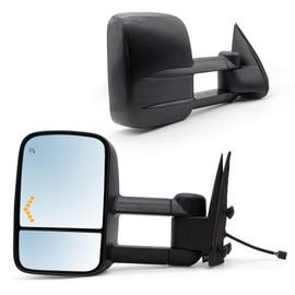 JZSUPER Towing Mirrors fit for 1999-2002 Chevy Silverado GMC Sierra 1500 2500 3500, 2001 2002 for Tahoe Yukon Yukon XL Denali, Power Heated Arrow Signal Light Black Cap Tow Mirror