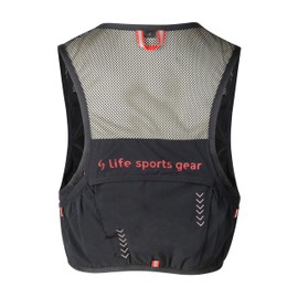 Life-Sport Gear Torrent Hydration Vest 2.5 Liters Capacity– Ultralight & Breathable – Adjustable Running Vest with 7 Pockets – Reflective - Included 2 Soft Flasks (16oz/450ml) (Black / RED, Small)