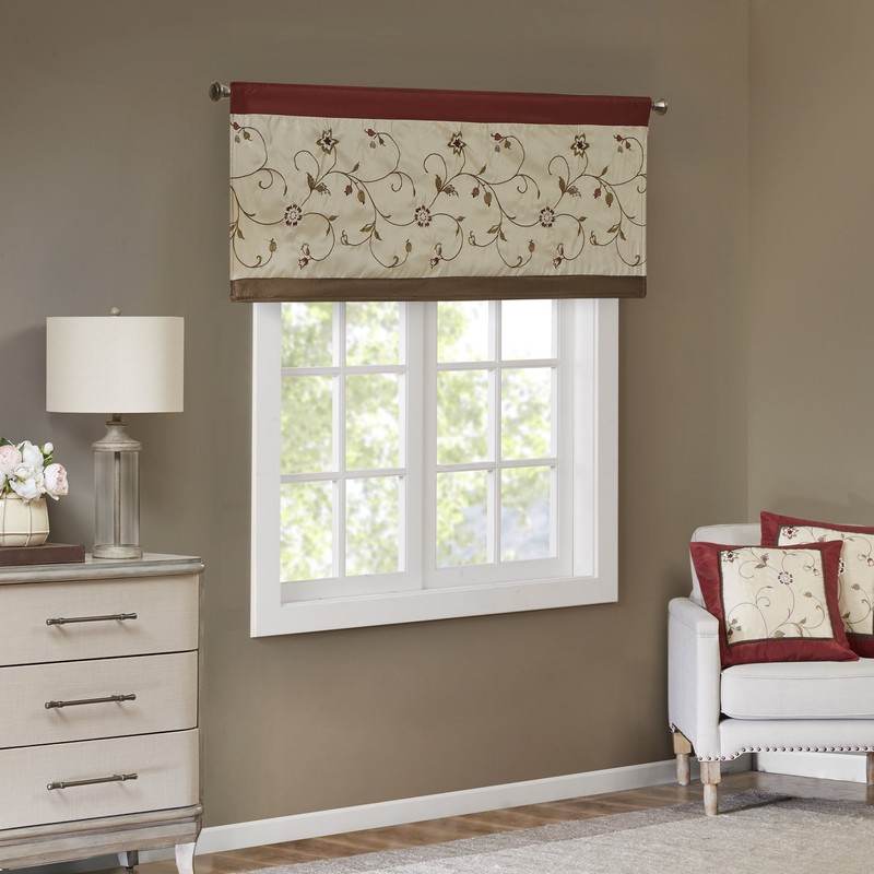 Embroidered Light Filtering Rod Pocket Window Treatment Curtain Window Panel