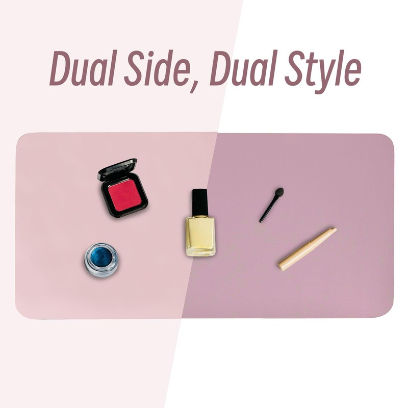 DAWNTREES Makeup Mat for Vanity,Dual-Sided Leather Vanity Mat, Easy to