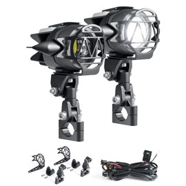 Dinfu 40 W LED Motorcycle Additional Headlight, 9 V-60 V Round LED Fog Light with E-Approved LED Headlight Front Headlight with Wiring Harness and Bracket for Motorcycle ATV SUV Dirt Bike 4x4 Pickup