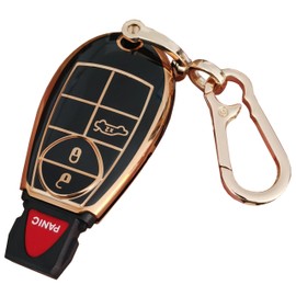 QIXIUBIA for Jeep Key Fob Cover Key Fob Shell with Keychain Fit for for 2008-2018 Dodge Ram Durango Challenger Jeep Chrysler (for Chrysler A, Black)