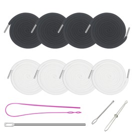 8 Pieces 66 Inches XL Lengthened Drawstring Cords Replacement Drawstrings with 4 Pieces Easy Threaders for Sweatpants Shorts Pants Jackets Coats (Black+White)