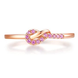 LOVPEPY To My Daughter Mother Knot Ring 925 Sterling Silver Daughter Mom Love Rings With Pink AAA Zirconia Knot Ring for Women, Friends, Mothers Day Birthday Christmas Gifts for Girls Size #6-9, Non-Precious Metal, Cubic Zirconia