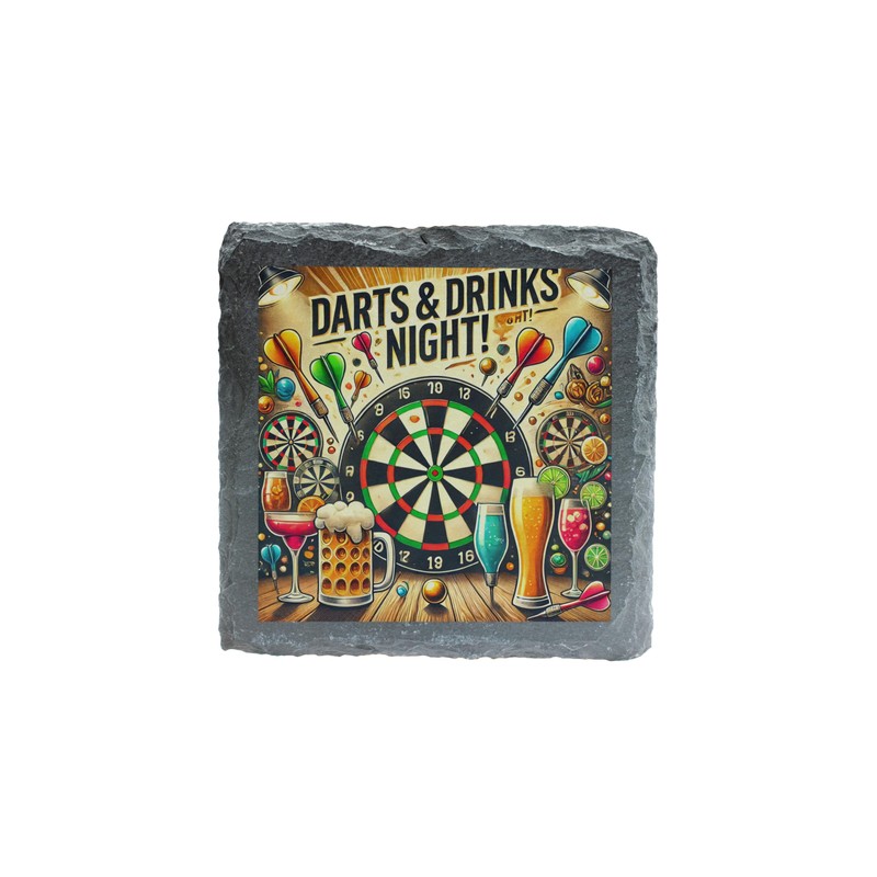Darts & Drinks Night! Slate Coaster – Perfect Bar Décor
