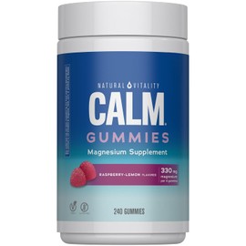 Natural Vitality Calm, Suplemento de citrato de magnesio, gomitas antiestrés, frambuesa-limón 240 gomitas (el embalaje puede variar)