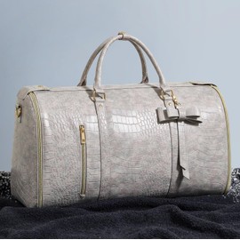 Garment Bags for Travel, Convertible Suit Travel Bag for Women, Stylish Carry On Garment Bag with Toiletry Pocket, Shoulder Strap & Shoes Compartment, 2 in 1 Foldable PU Leather Duffle Bag, Multicolor