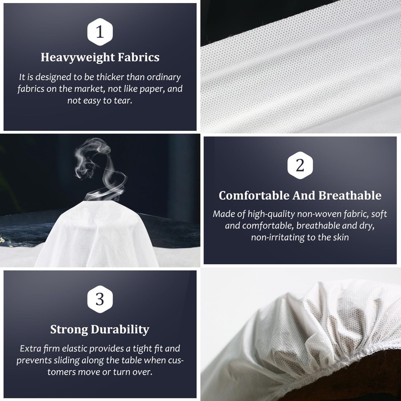 100PCS Disposable Fitted Massage Table Sheets, Heavy Duty Elastic Disposable