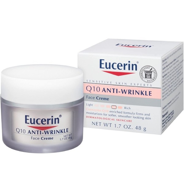 Eucerin Sensitive Facial Skin Q10 Anti-Wrinkle Sensitive Skin Creme, 1.7 Ounce Jar (Pack of 2)