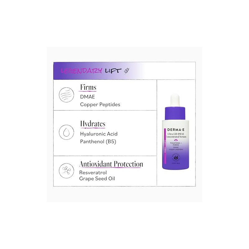 Derma-e Ultra Lift Dmae Concentrated Serum Unisex 1 Oz, 1