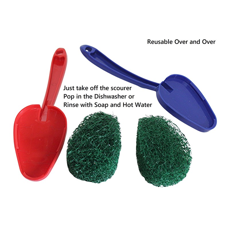 2-Pack Scouring Pad with Handle – Non-Scratch Scrubber for Kitchen,