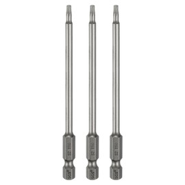 sourcing map 3pcs T10 Torx Head Screwdriver Bit 1/4" Hex Shank 4" (100mm) Long Magnetic No Hole Tip Tamper Proof 6 Point Star Screw Driver Drill Bits S2 Steel Industrial Power Screwdrivers