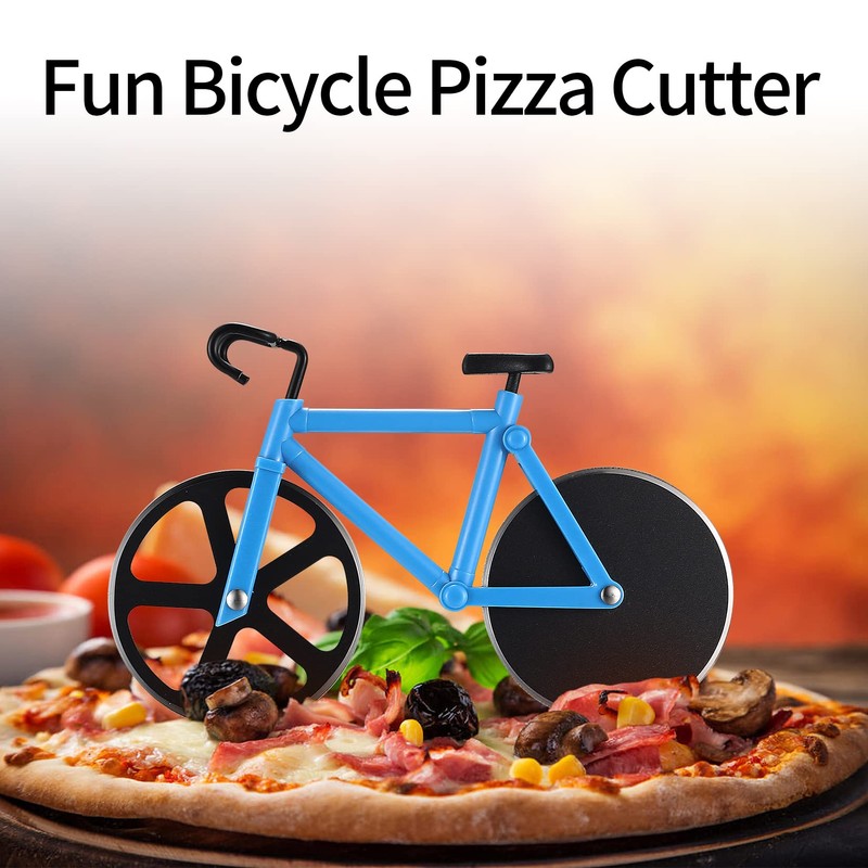 Motorcycle pizza cutter, stainless steel pizza cutter two wheels, novelty