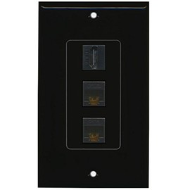 RiteAV - 1 Port HDMI 2 Port Cat6 Ethernet Decorative Wall Plate - Black