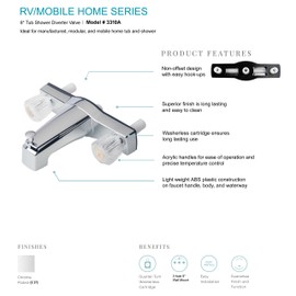 3310ABN Mobile Home Two Handle Non-Metallic 8" Tub Shower Diverter Brushed Nickel Finish