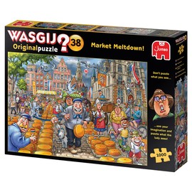 Jumbo, Wasgij, Original 38 -Market Meltdown, Jigsaw Puzzles for Adults, 1000 Piece