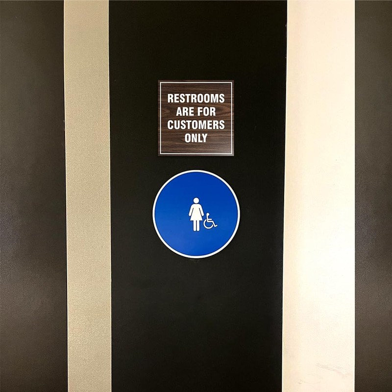 Signs ByLITA Square Restrooms Are For Customers Only Sign (Blue)