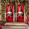 Christmas Door Cover Gnome Stripes 35x71 Inch Polyester