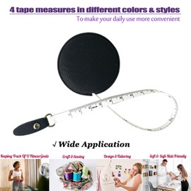 Tape Measure for Body Measuring Medical Body Cloth Tailor Craft Dieting Measuring Tape, 60 Inch/1.5 M Dual Sided Measuring Tape for Body Fabric Sewing（2 Pieces，Black）